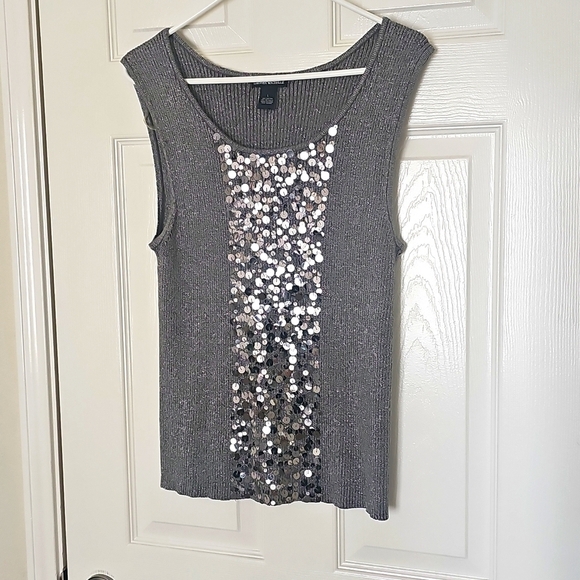 Lauren Michelle Shimmery Tank w Metallic Decorative Beading. Large. EUC - Picture 3 of 11